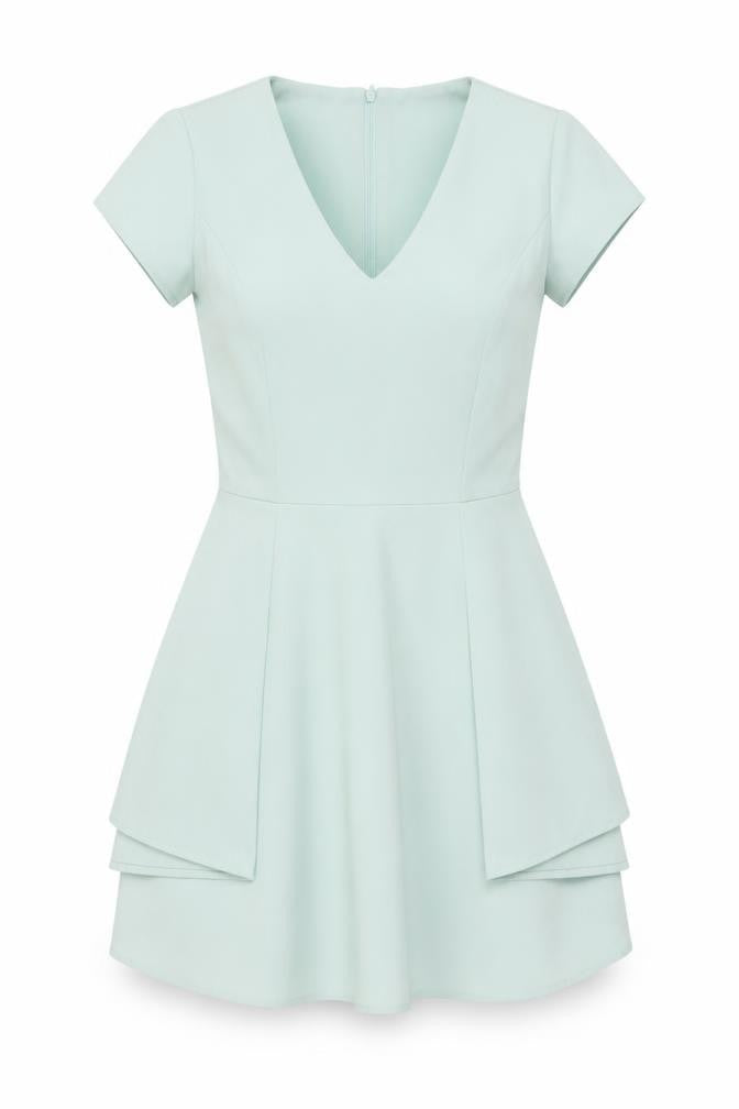Topshop Womens Green Polyester Mini Size 10 V-Neck Zip