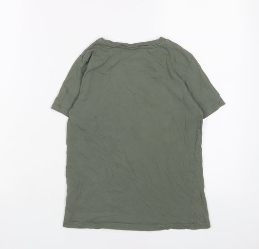 H&M Boys Green Cotton Basic T-Shirt Size 8-9 Years Crew Neck Pullover - 8-10 Years