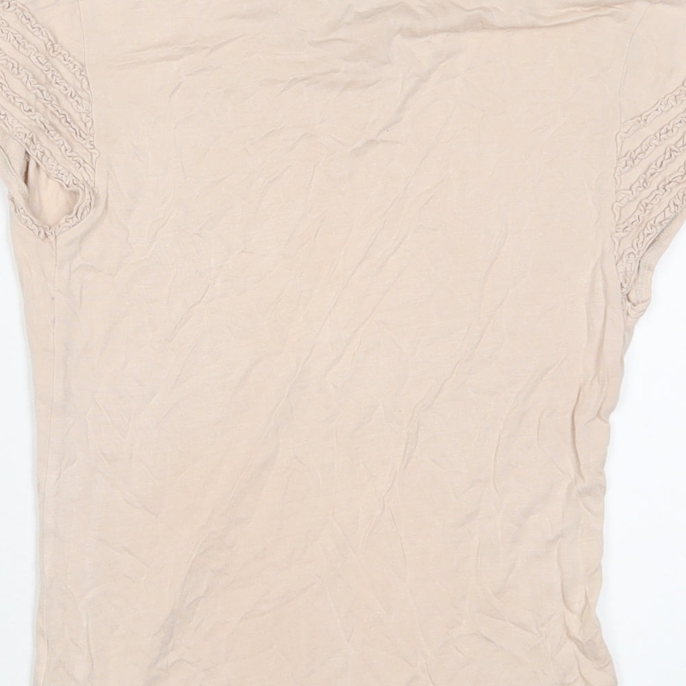 Linea Womens Pink Viscose Basic T-Shirt Size S Cowl Neck - Embroidered
