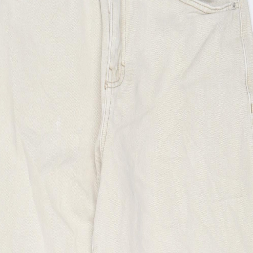 Pull&Bear Womens Beige Cotton Tapered Jeans Size L L20 in Regular Zip