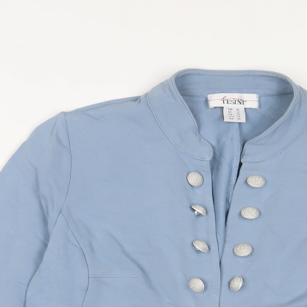 Tesini Womens Blue Jacket Size 16 Hook & Eye