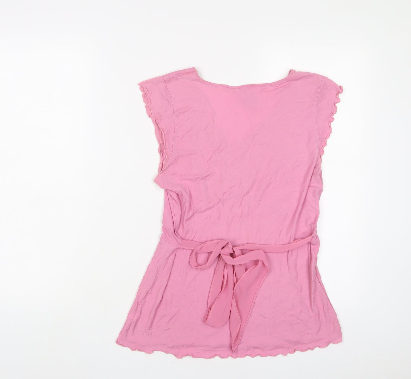 Gap Womens Pink Cotton Basic T-Shirt Size M Scoop Neck - Lettuce Edging