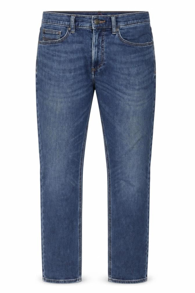 Marks and Spencer Mens Blue Cotton Straight Jeans Size 32 in L31 in Slim Zip