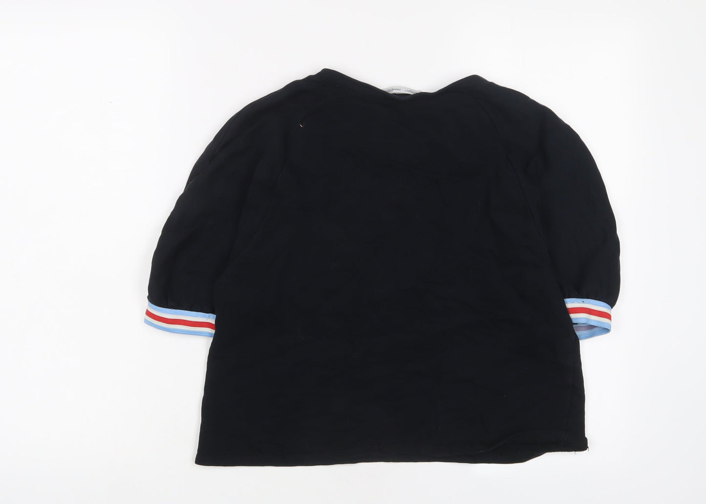 Zara Womens Black Cotton Basic T-Shirt Size S Crew Neck
