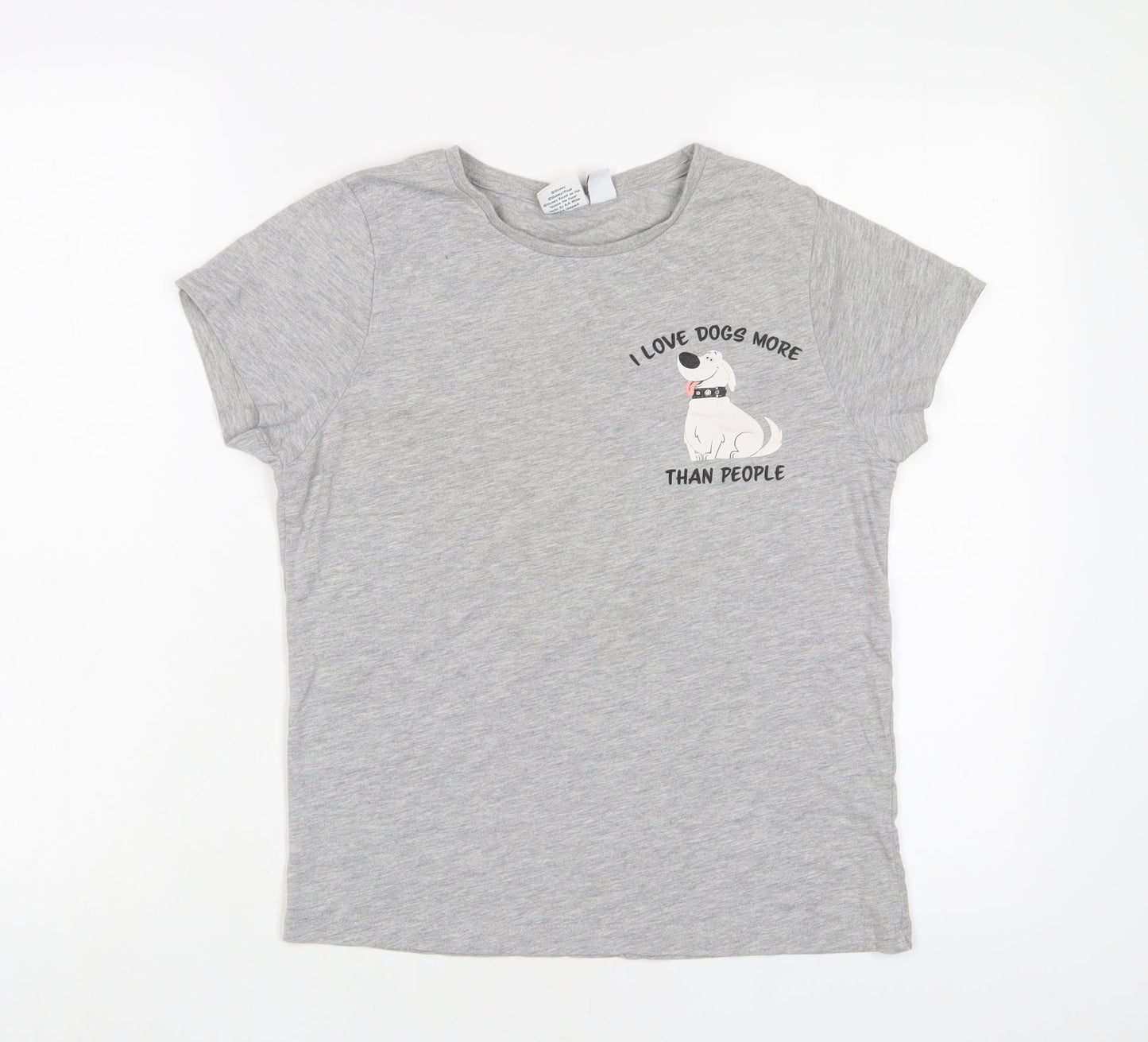 disney' Womens Grey Polyester Basic T-Shirt Size S Crew Neck