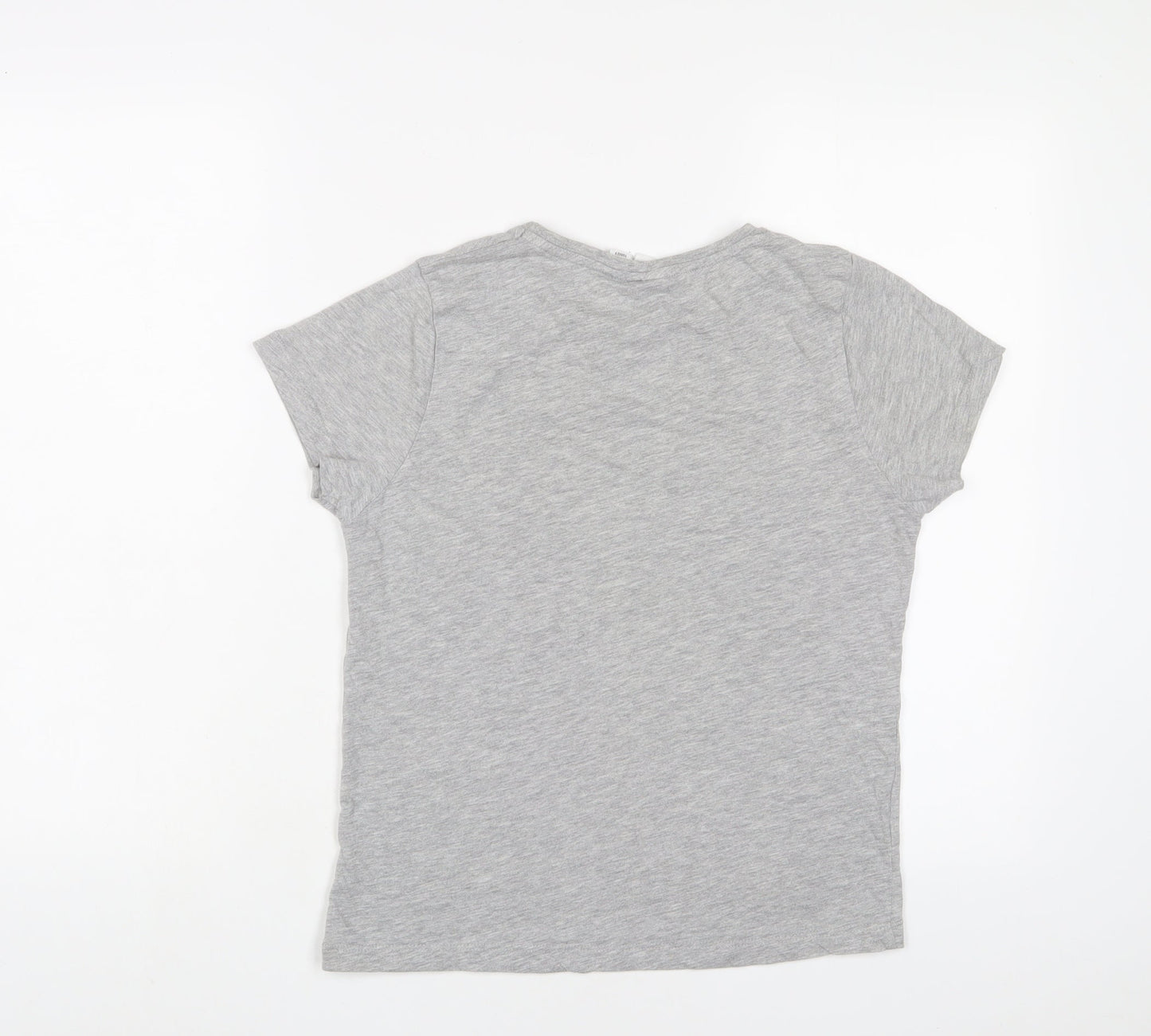 disney' Womens Grey Polyester Basic T-Shirt Size S Crew Neck