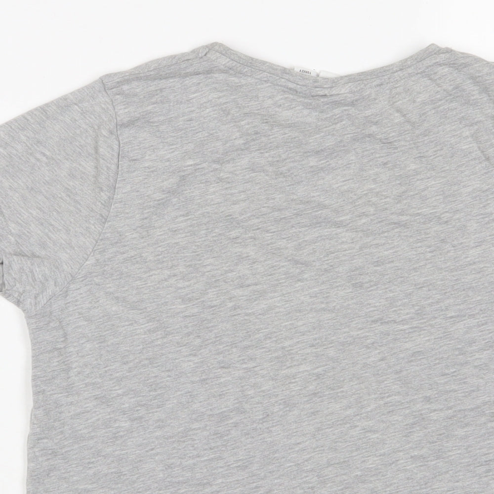 disney' Womens Grey Polyester Basic T-Shirt Size S Crew Neck