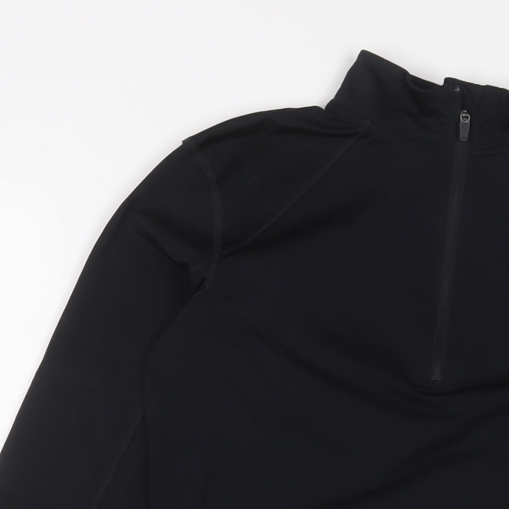 GOODMOVE Womens Black Polyester Basic Casual Size 6 High Neck Zip