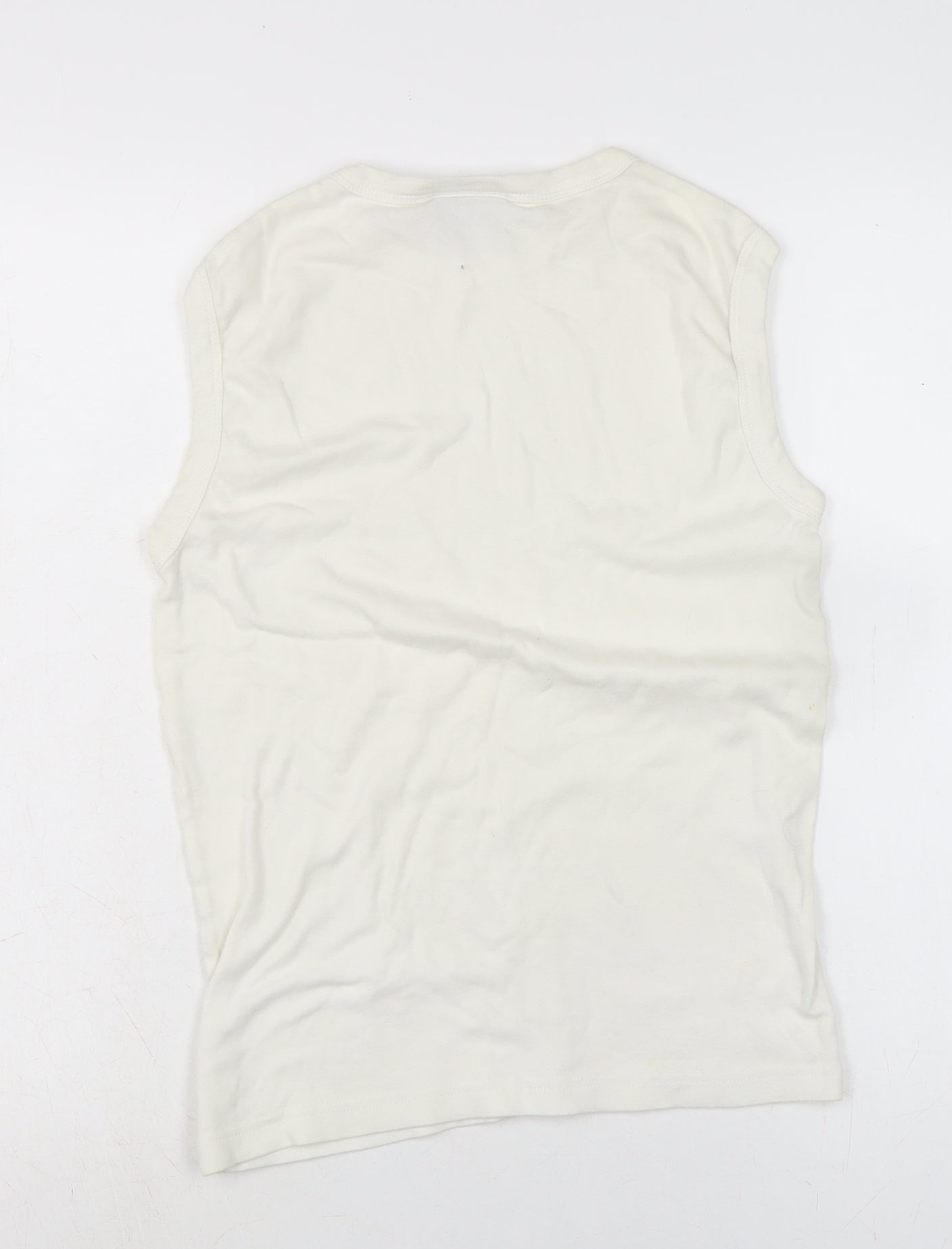 Diva Womens Ivory Cotton Basic T-Shirt Size S Crew Neck