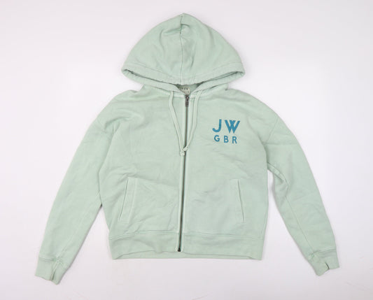 Jack Wills Womens Green Cotton Full Zip Hoodie Size 12