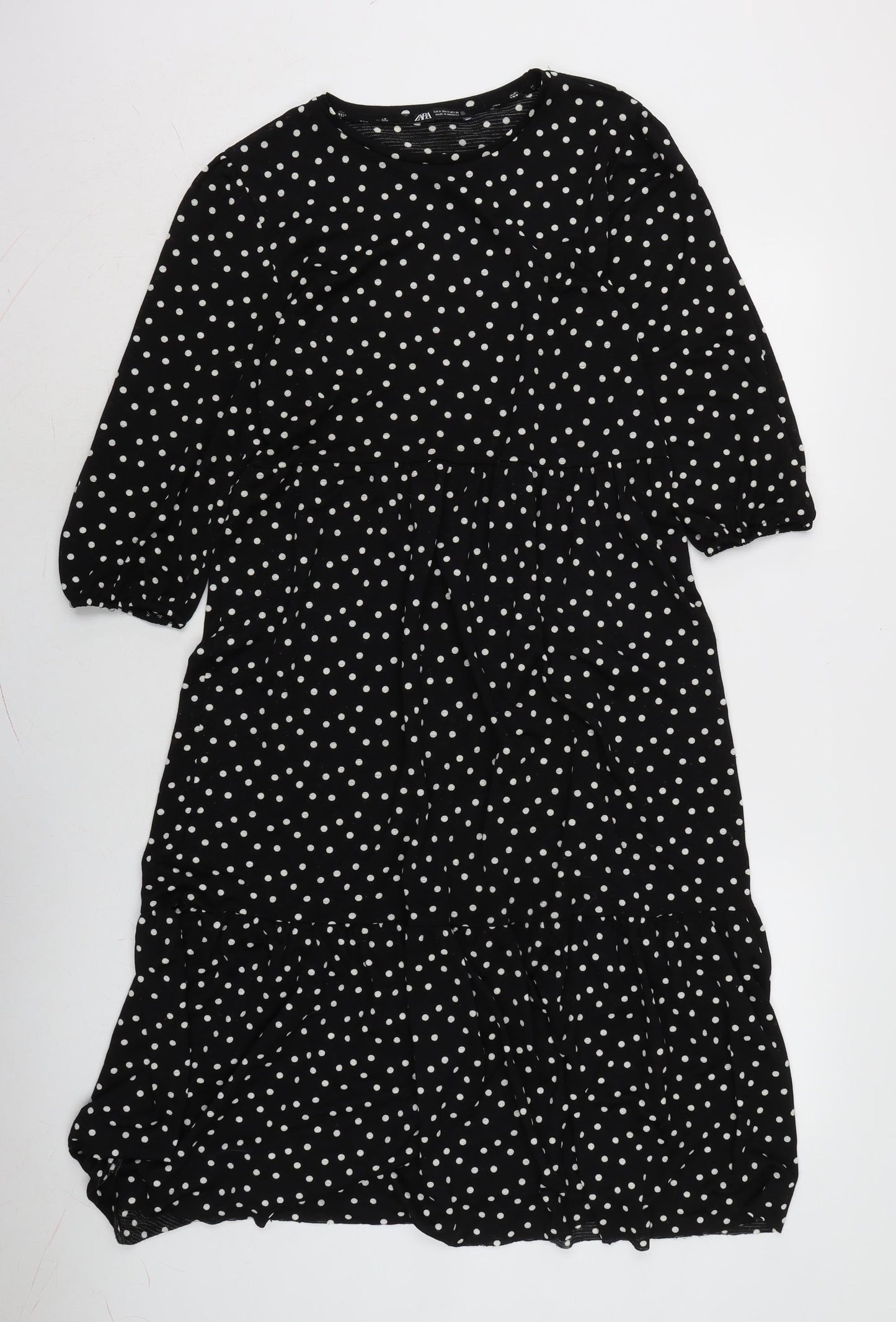Zara Womens Black Polyester Shift Size S Crew Neck