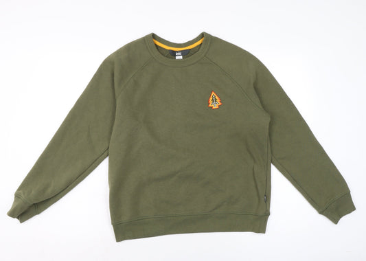 Reicoop Mens Green Cotton Pullover Sweatshirt Size S