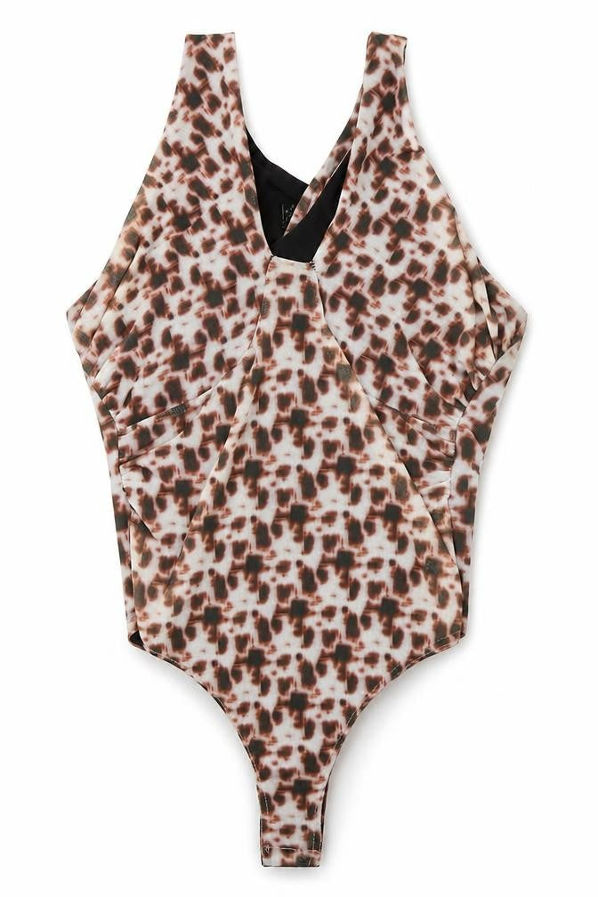 PRETTYLITTLETHING Womens Multicoloured Animal Print Polyester Bodysuit One-Piece Size 10 Snap