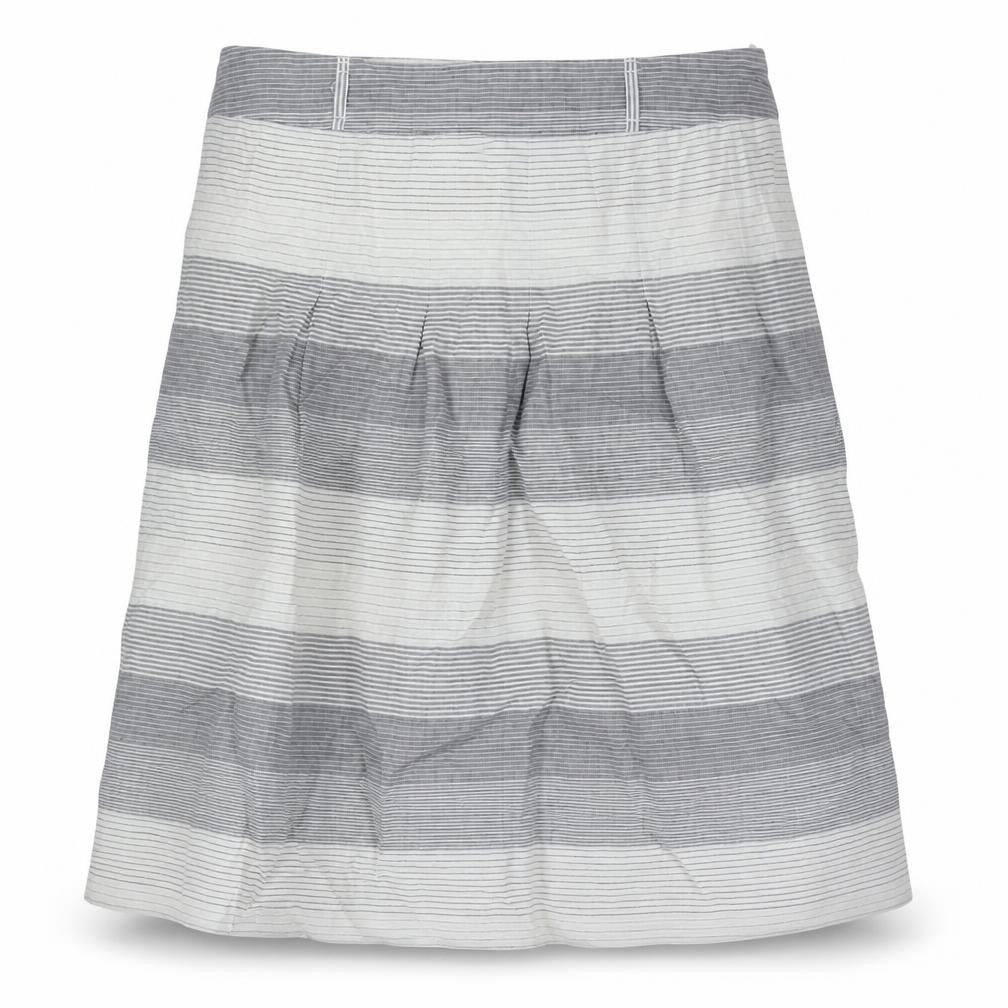 Marks and Spencer Womens Grey Striped Ramie A-Line Skirt Size 10 Zip