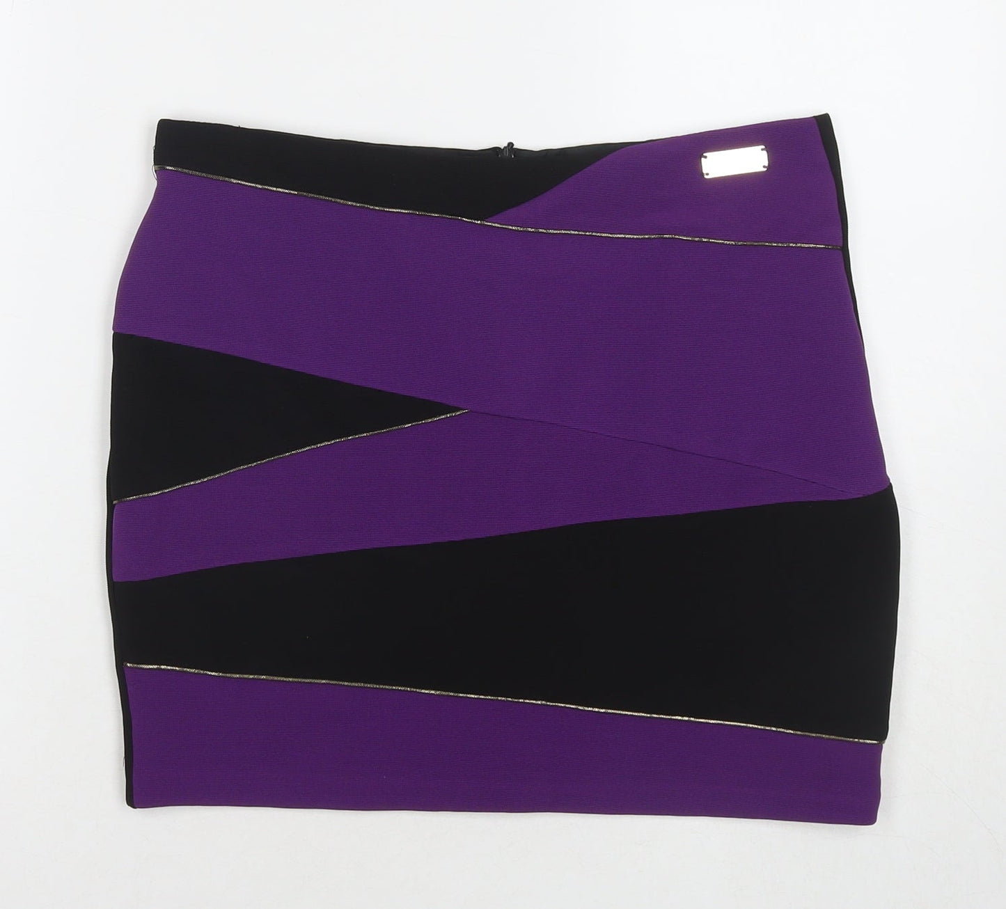 River Island Womens Multicoloured Geometric Polyester A-Line Skirt Size 12 Zip