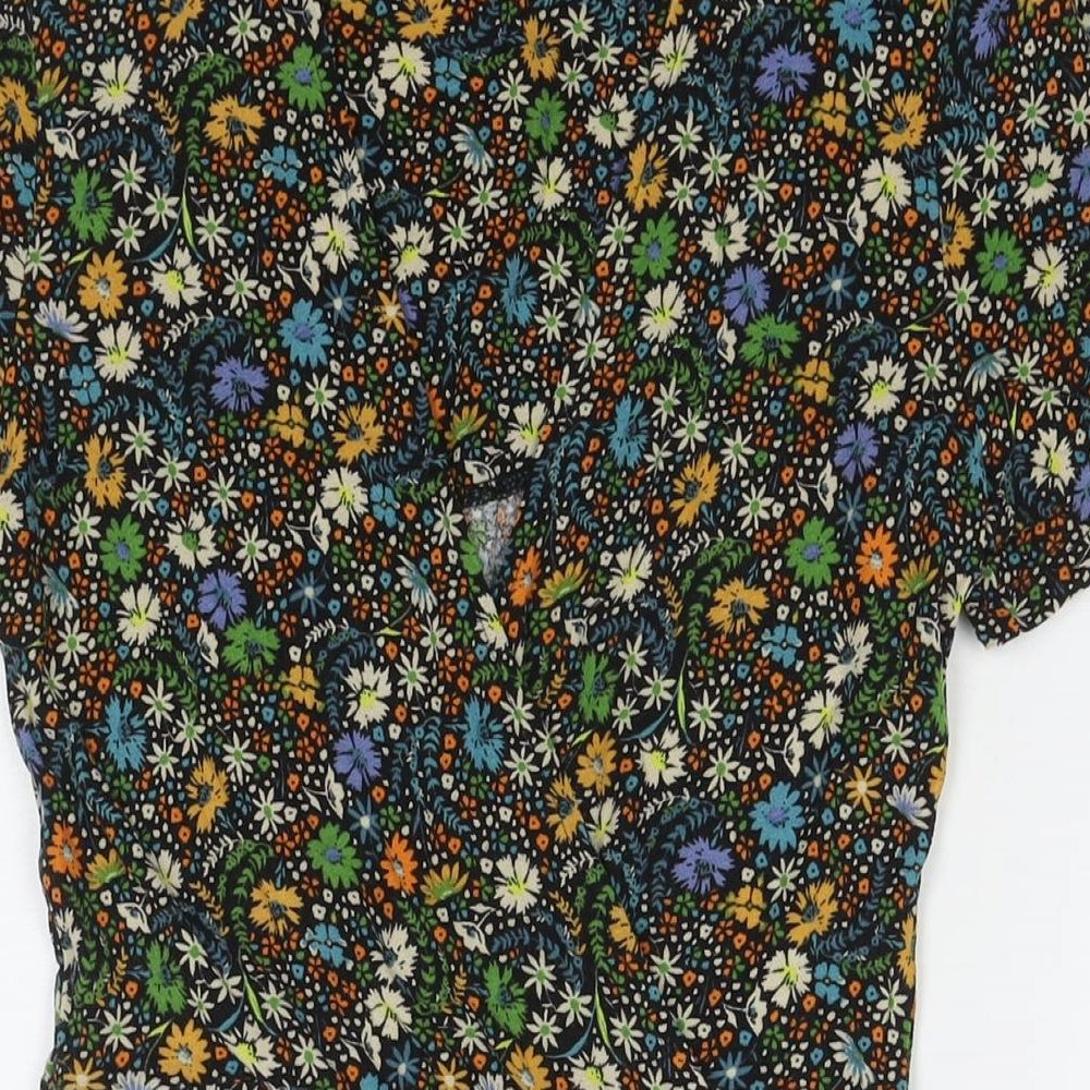 NEXT Womens Multicoloured Floral Viscose Fit & Flare Size 8 V-Neck Pullover