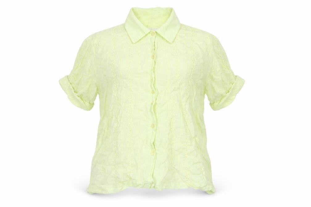 New Look Womens Yellow Viscose Basic Button-Up Size 12 Collared