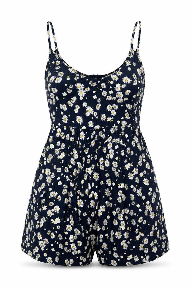 Cotton On Womens Blue Floral Viscose Romper One-Piece Size S L3 in Pullover
