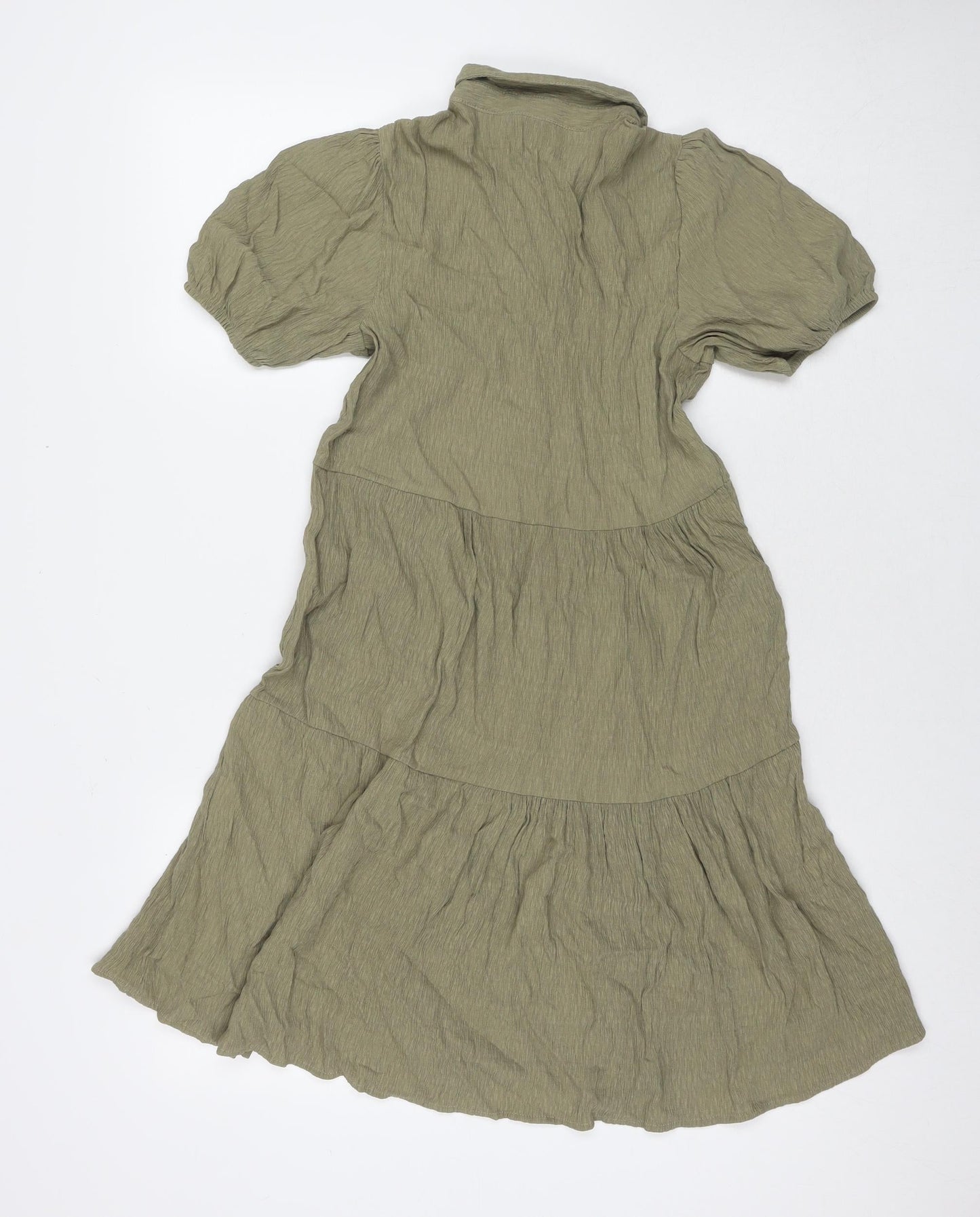 Sinsay Womens Green Viscose Shirt Dress Size S Collared Pullover