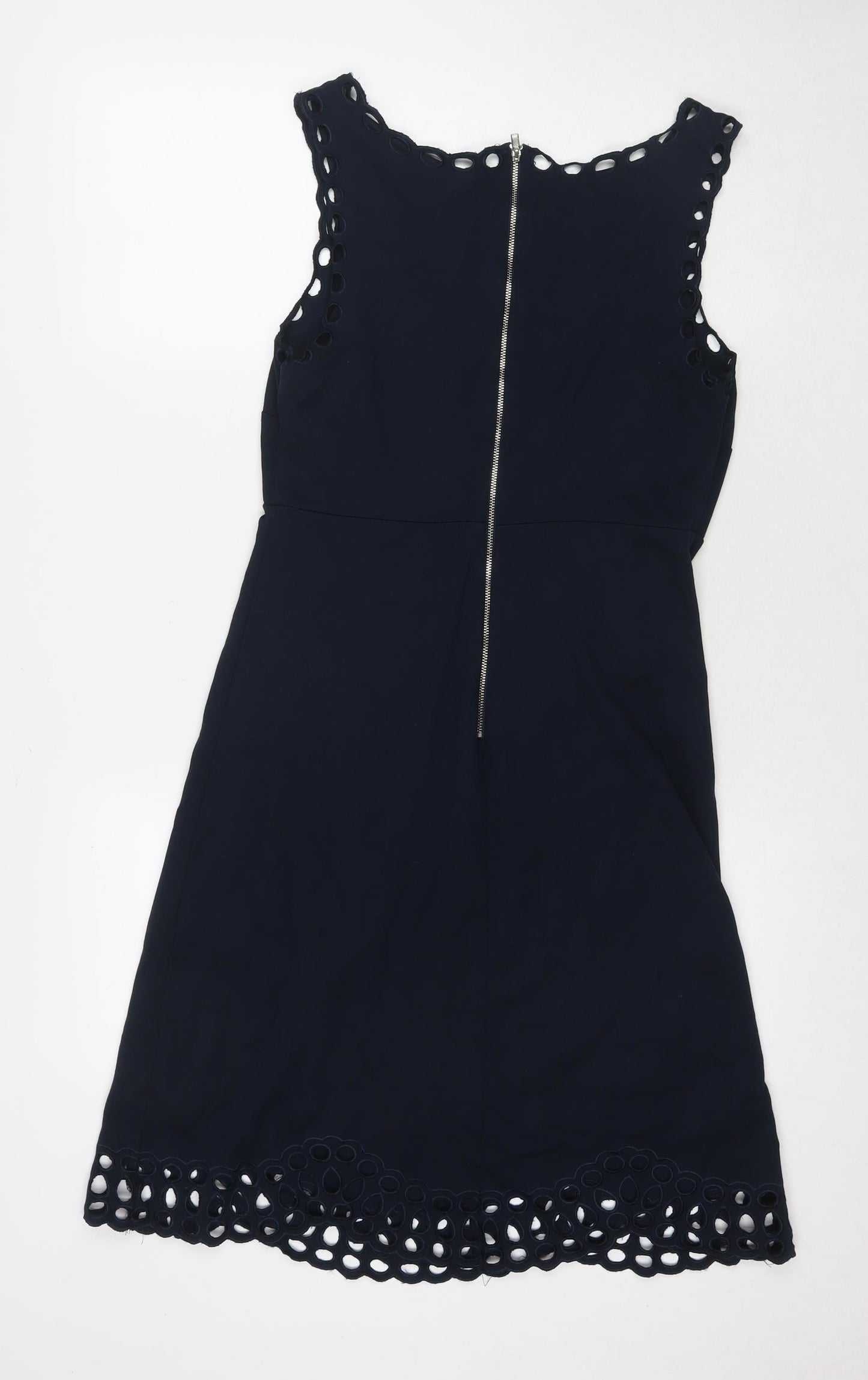 Marks and Spencer Womens Blue Viscose A-Line Size 10 Round Neck Pullover