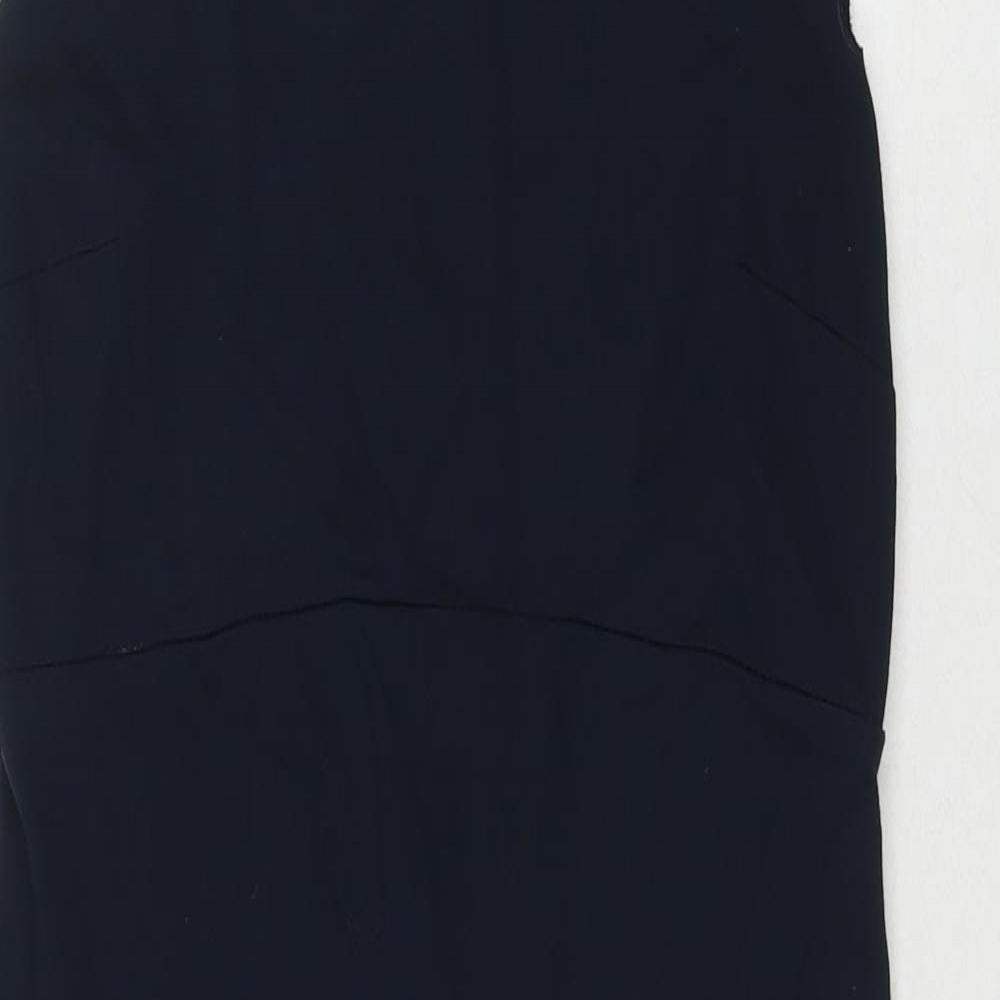 Marks and Spencer Womens Blue Viscose A-Line Size 10 Round Neck Pullover