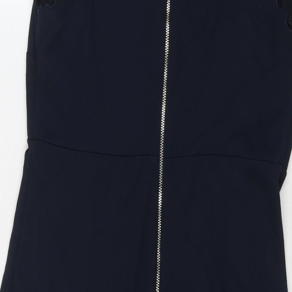 Marks and Spencer Womens Blue Viscose A-Line Size 10 Round Neck Pullover