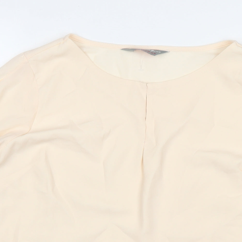 Dorothy Perkins Womens Ivory Polyester Basic Blouse Size 10 Round Neck
