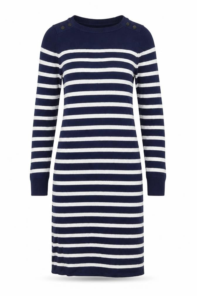 JoJo Maman Bébé Womens Blue Striped Cotton Maxi Size XS Round Neck Pullover
