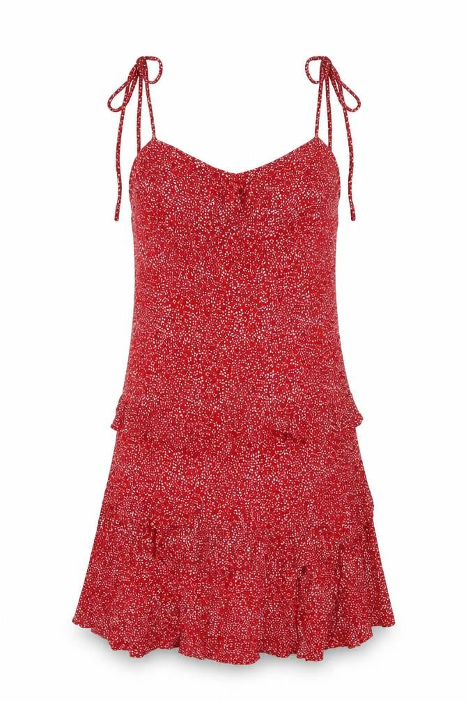 Sundae Muse Womens Red Geometric Viscose Tank Dress Size 8 V-Neck Pullover