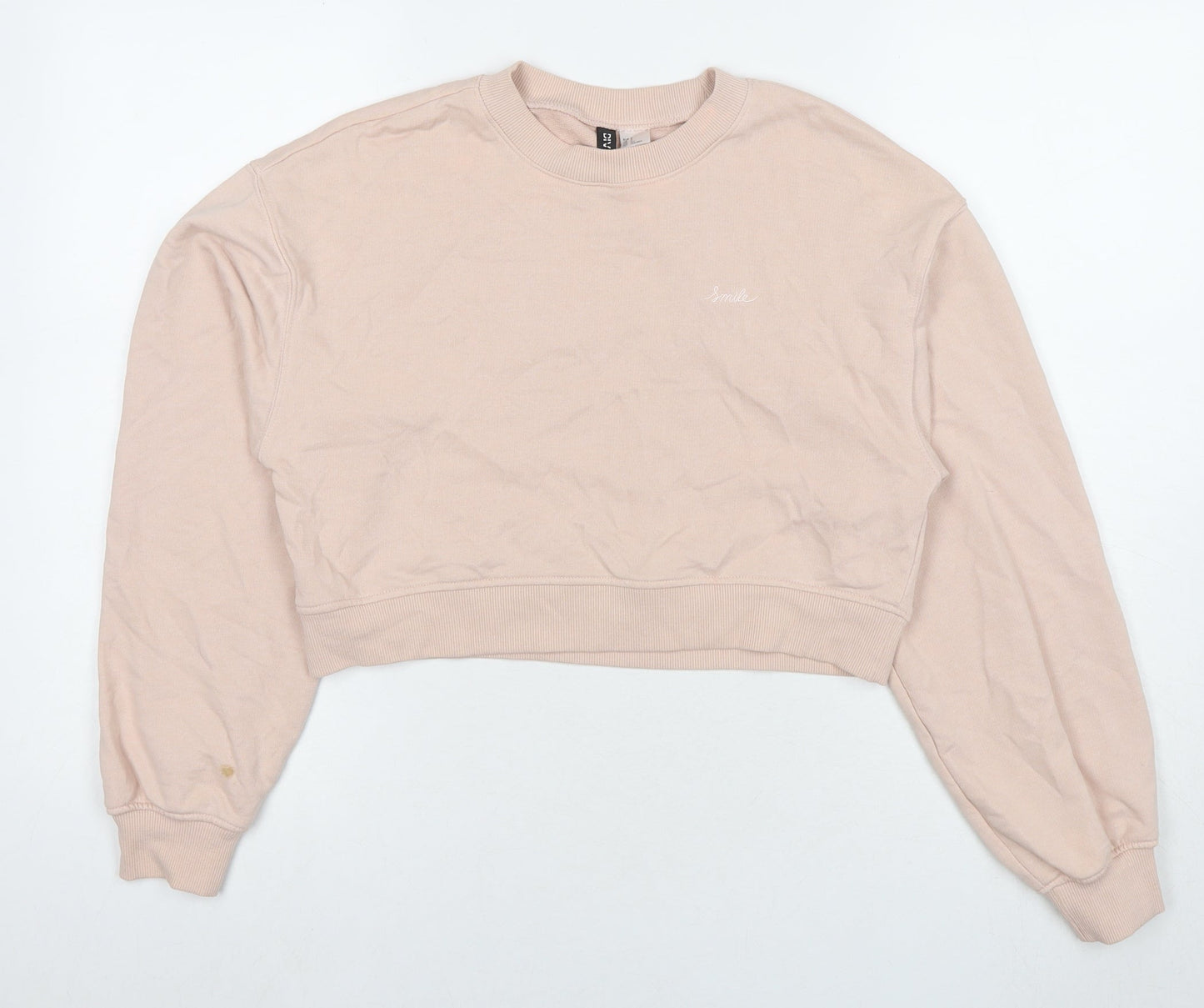 Divided by H&M Womens Beige Cotton Pullover Sweatshirt Size S Pullover - Smile