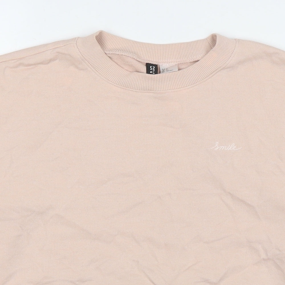 Divided by H&M Womens Beige Cotton Pullover Sweatshirt Size S Pullover - Smile