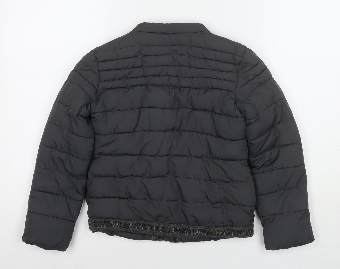 NEXT Girls Grey Puffer Jacket Jacket Size 8 Years Zip