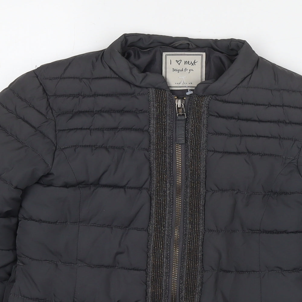 NEXT Girls Grey Puffer Jacket Jacket Size 8 Years Zip