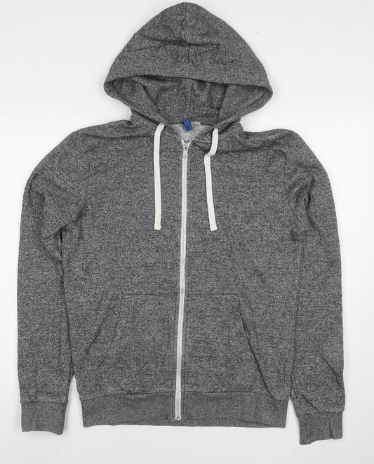 Divided by H&M Mens Grey Cotton Full Zip Hoodie Size S