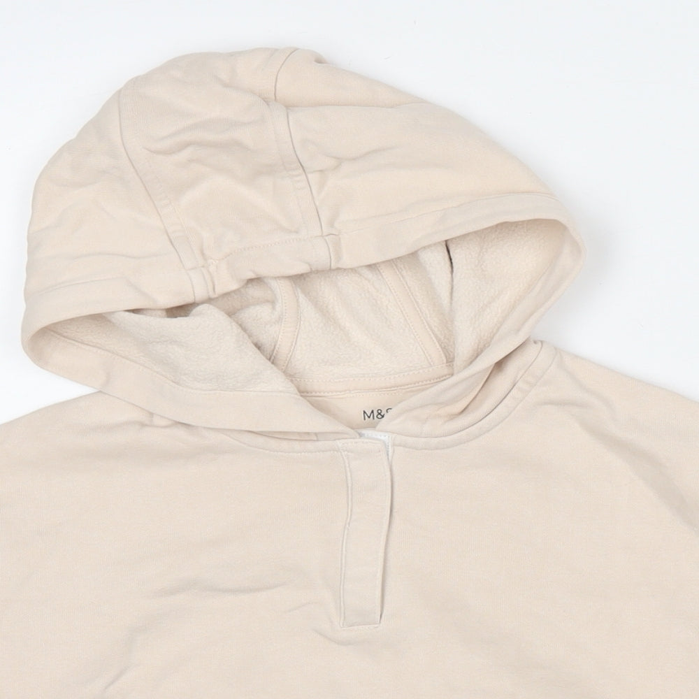 Marks and Spencer Girls Beige Polyester Pullover Hoodie Size 7-8 Years Pullover