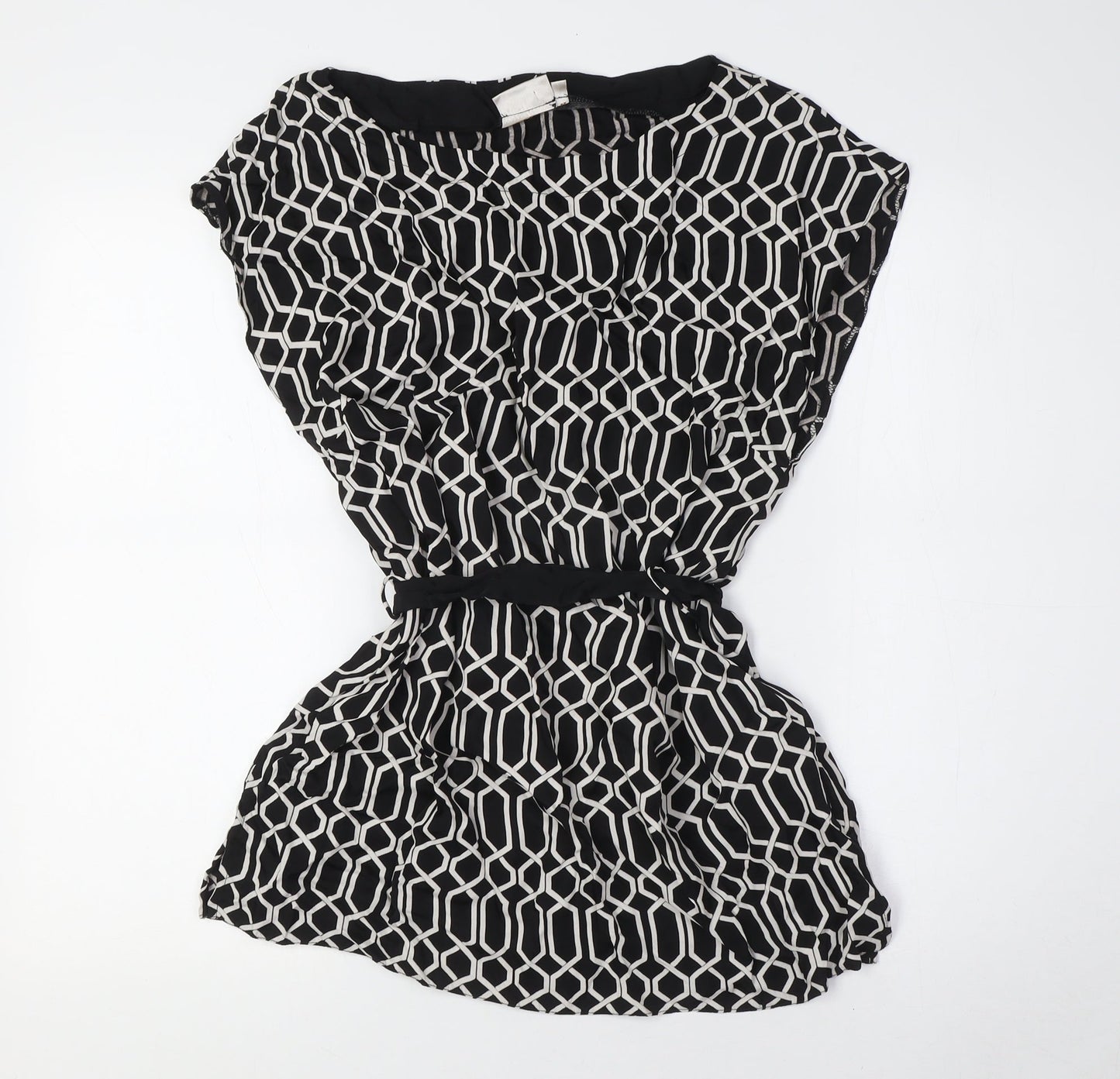 Country Casuals Womens Black Viscose Basic Button-Up Size 14 Boat Neck - Belted