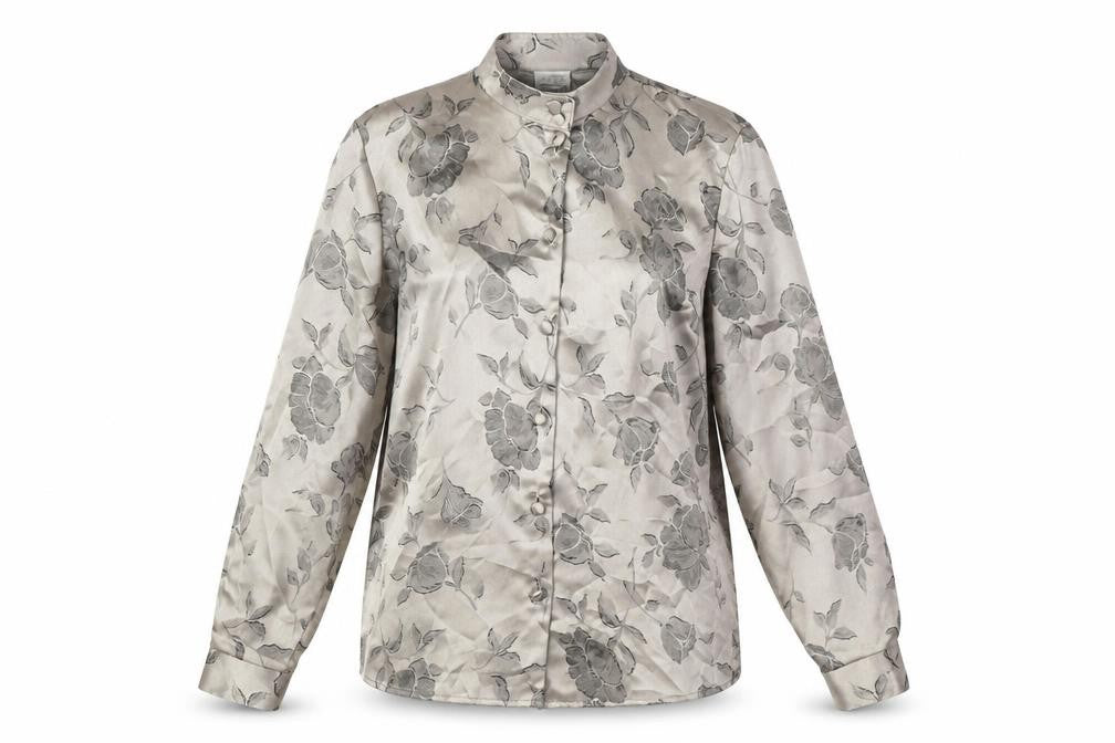ELSIE WHITELEY Womens Gold Floral Polyester Basic Blouse Size 10 Mock Neck