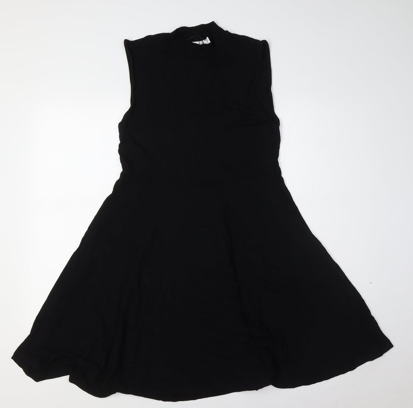 Warehouse Womens Black Viscose A-Line Size M Mock Neck