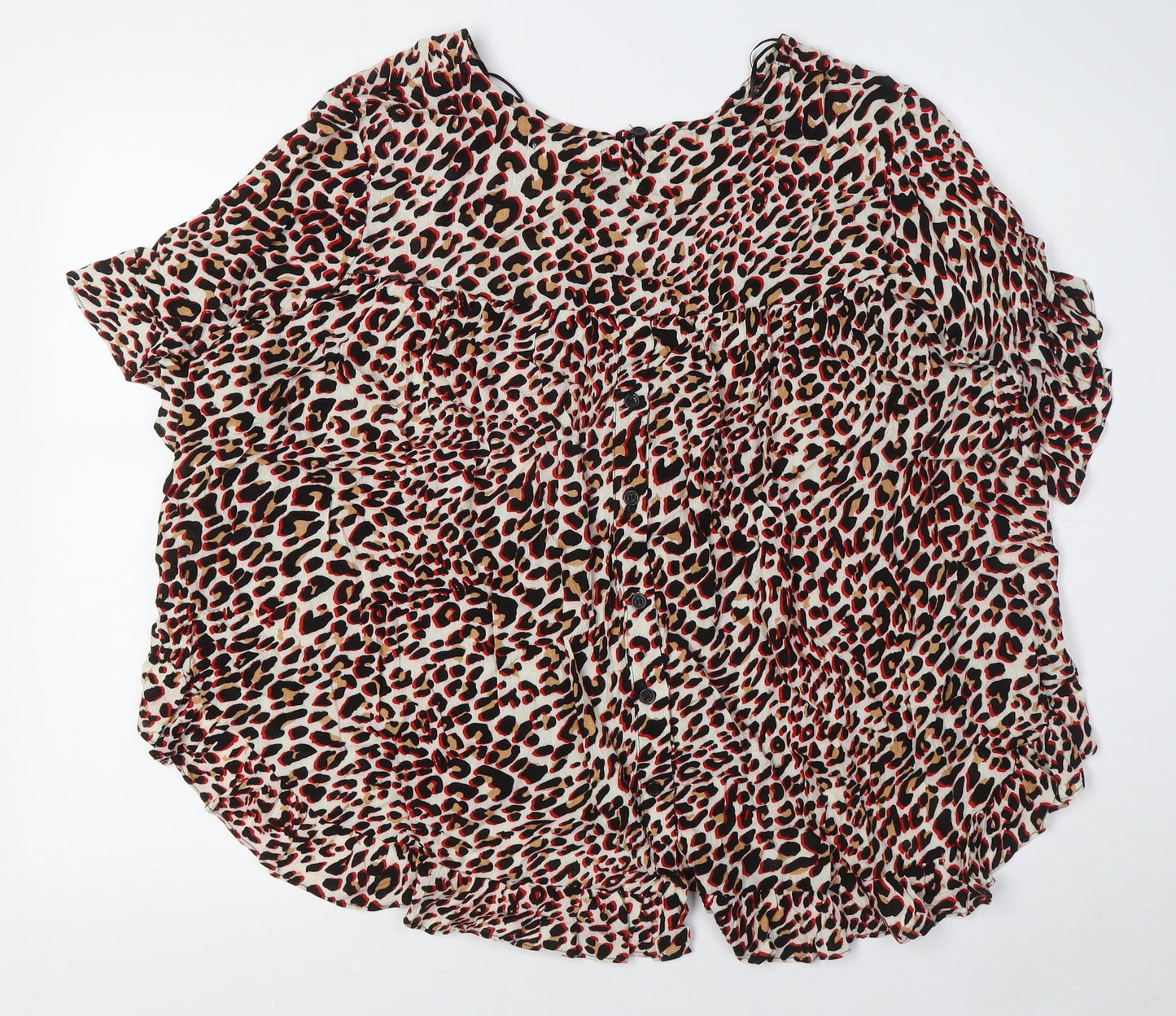 Stella Morgan Womens Multicoloured Animal Print Viscose Basic Button-Up Size 10 Boat Neck - Buttons Down Back