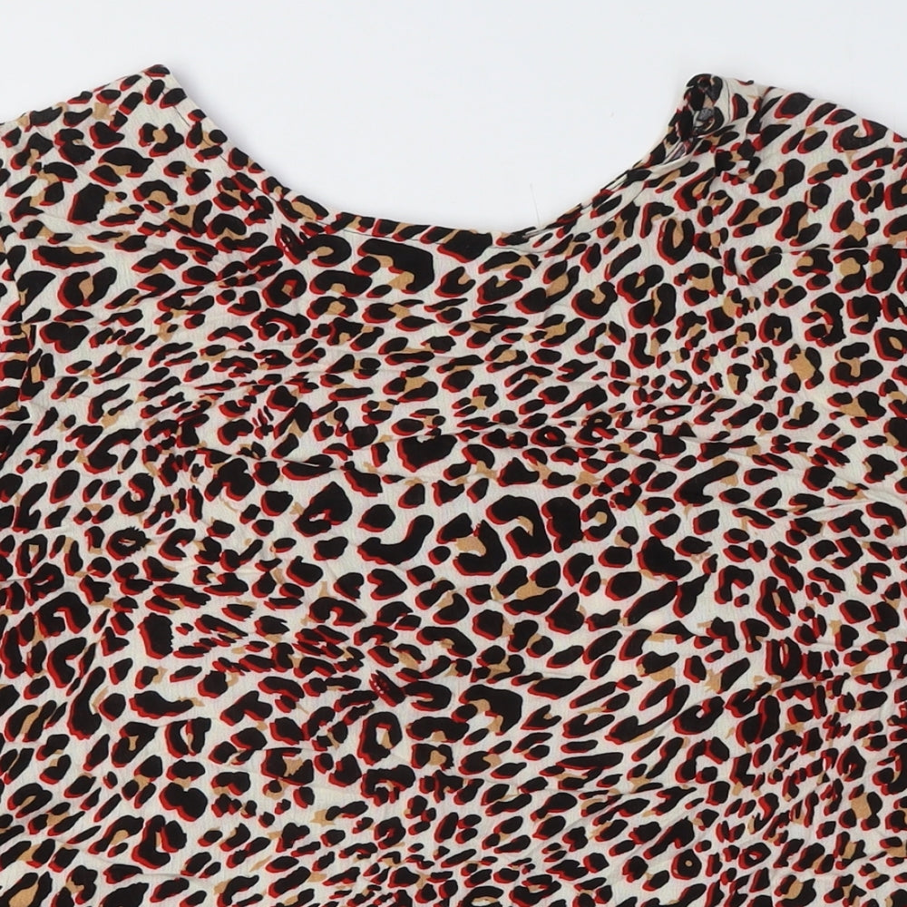 Stella Morgan Womens Multicoloured Animal Print Viscose Basic Button-Up Size 10 Boat Neck - Buttons Down Back