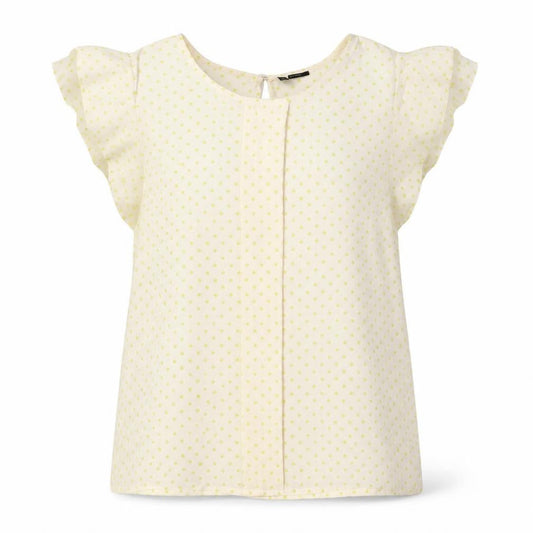 Womens UK Size M Benetton Ivory Polyester Button-Up
