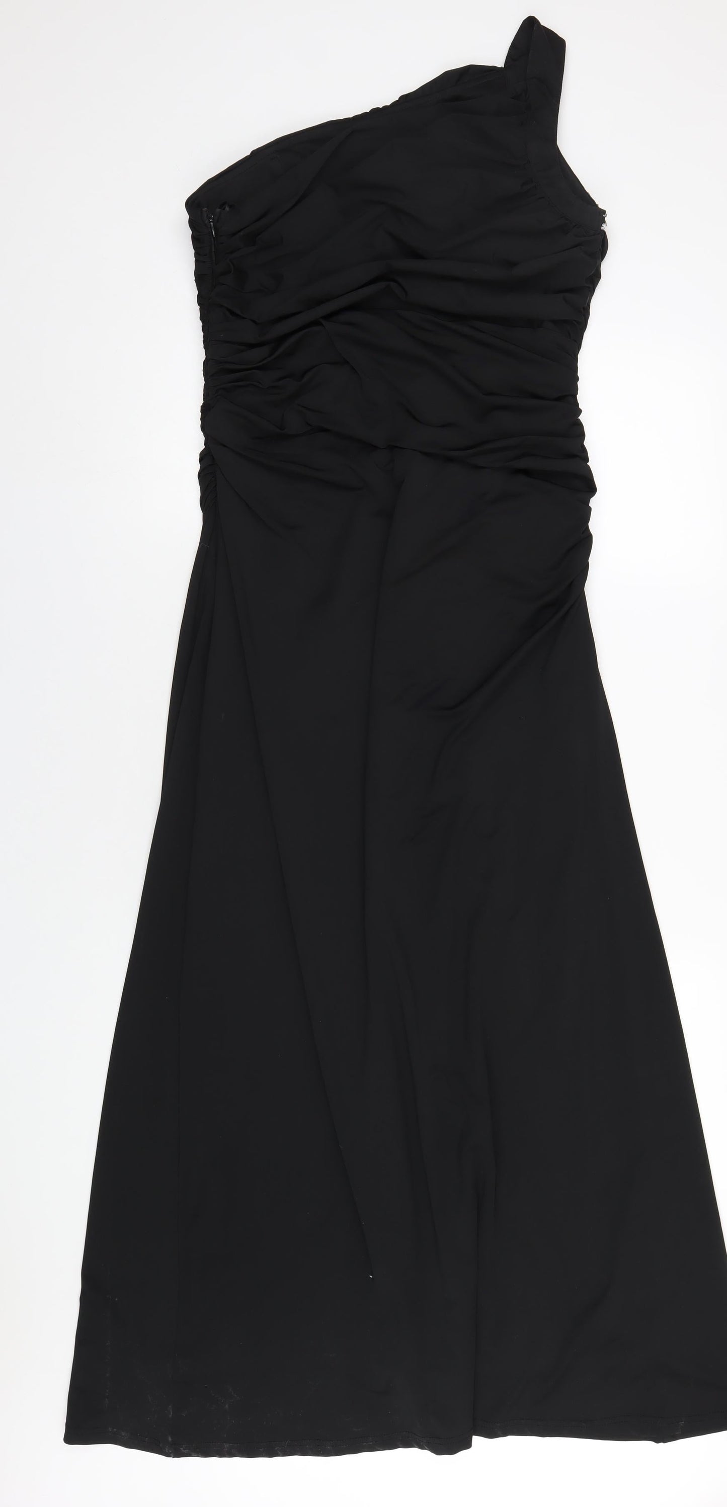 Quiz Womens Black Polyester Maxi Size 16 One Shoulder Zip