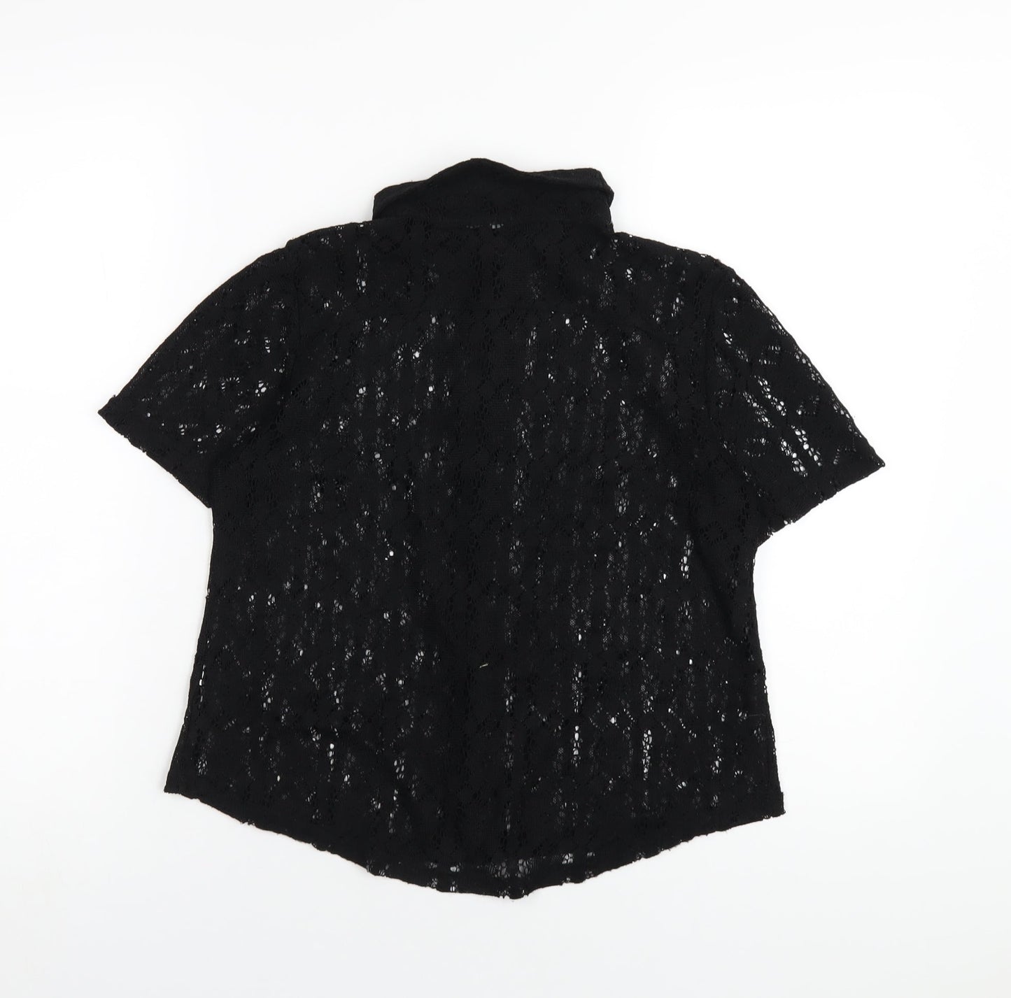 Golddigga Womens Black Polyester Basic Button-Up Size 10 Collared