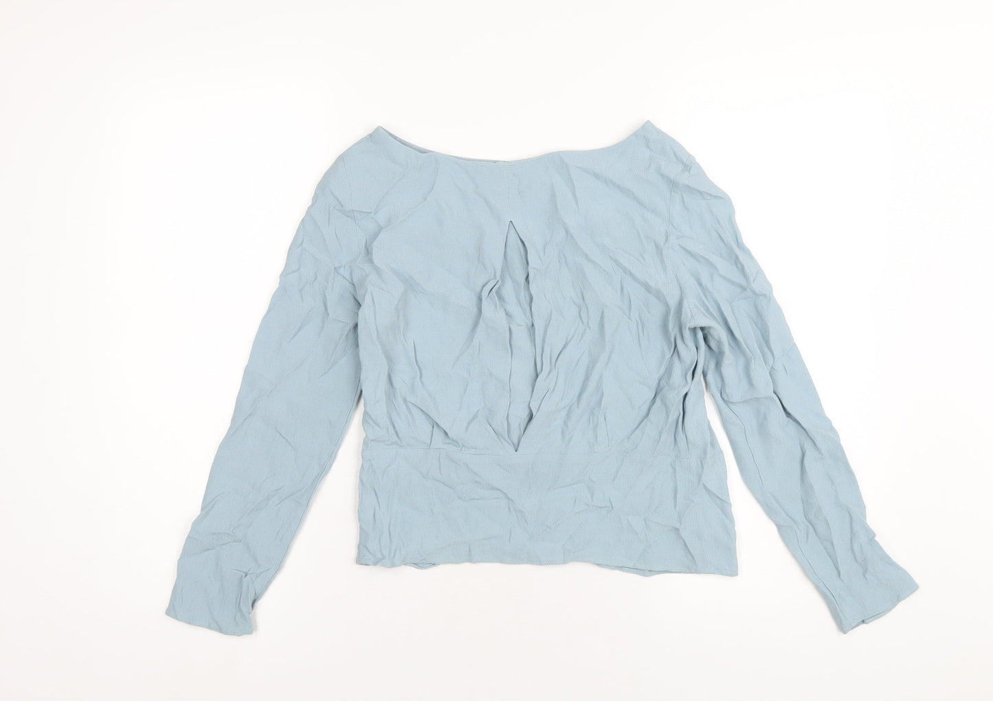 Marks and Spencer Womens Blue Viscose Basic T-Shirt Size 6 Round Neck