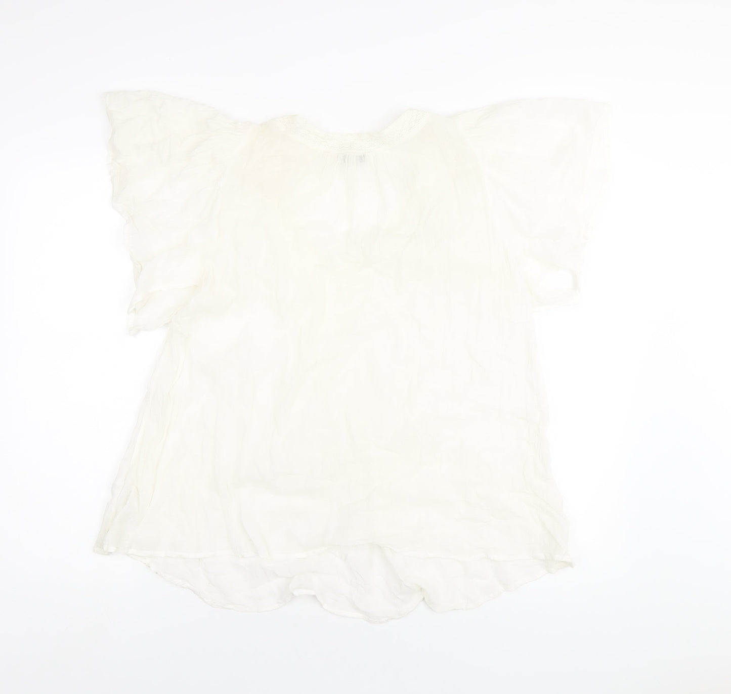 New Look Womens Ivory Cotton Basic Blouse Size 14 V-Neck