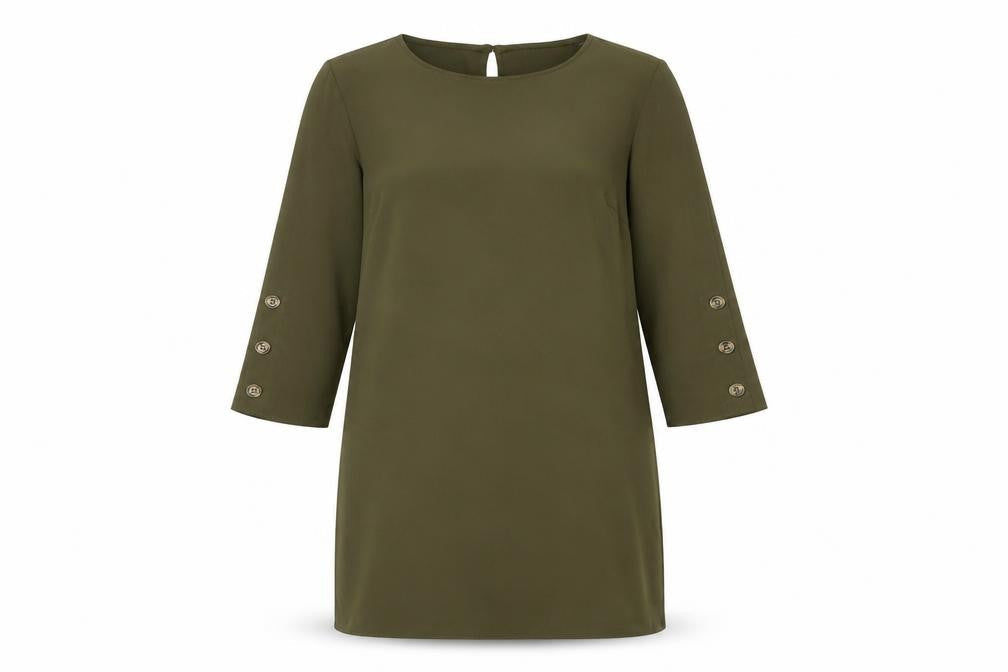 Dorothy Perkins Womens Green Polyester A-Line Size 12 Round Neck Button