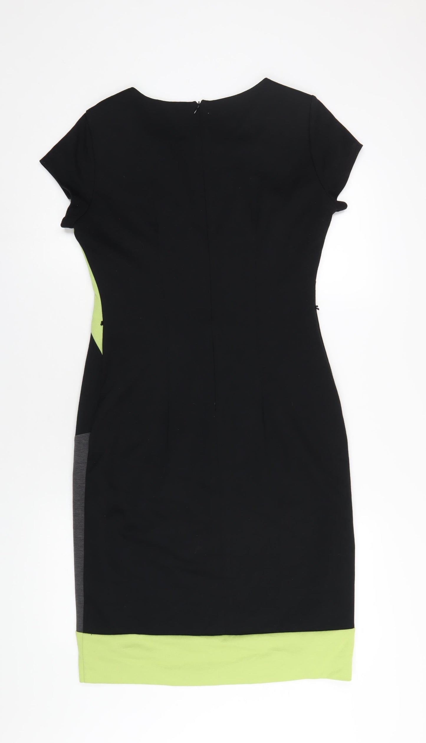 BHS Womens Multicoloured Polyester Pencil Dress Size 12 Round Neck Zip