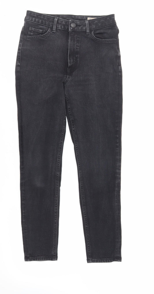 Marks and Spencer Womens Black Cotton Skinny Jeans Size 8 L25 in Regular Zip - Ankle Grazer