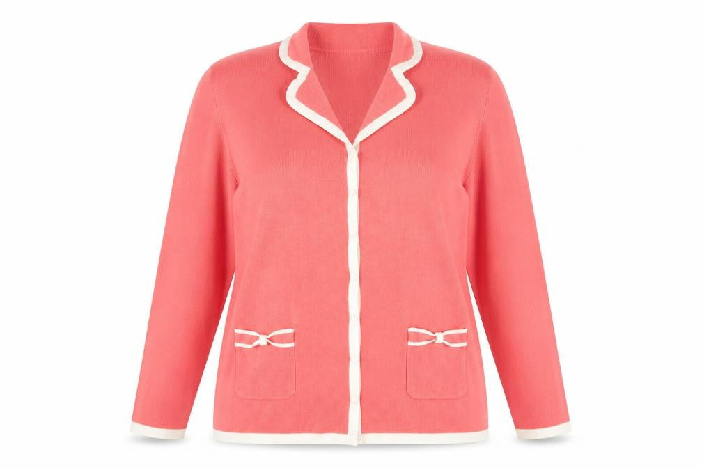 Damart Womens Pink Collared Viscose Cardigan Jumper Size 20 - Pockets