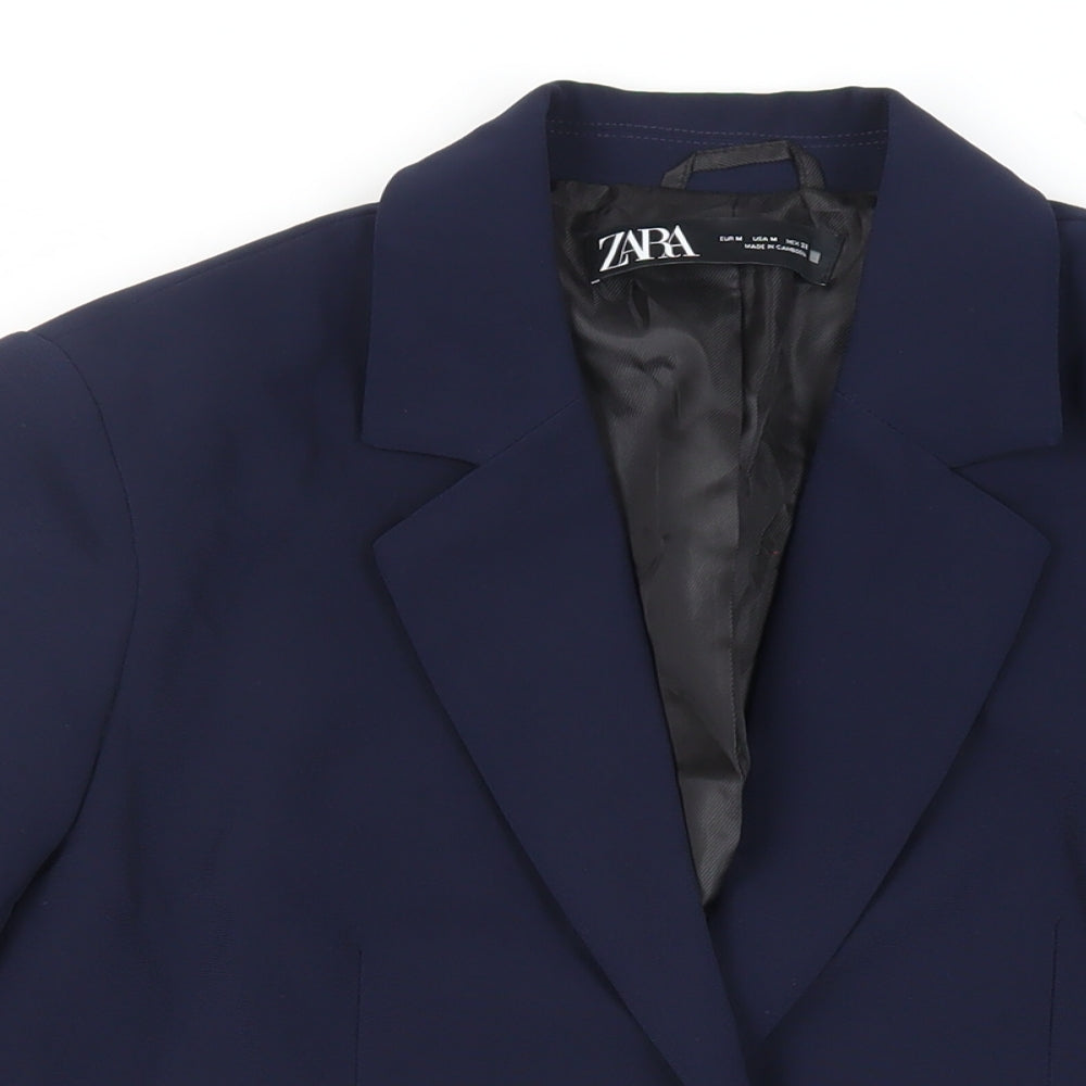 Zara Womens Blue Jacket Blazer Size M Button